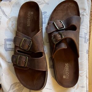 White Mountain Dark Brown Leather Sandals  women 11 men 9